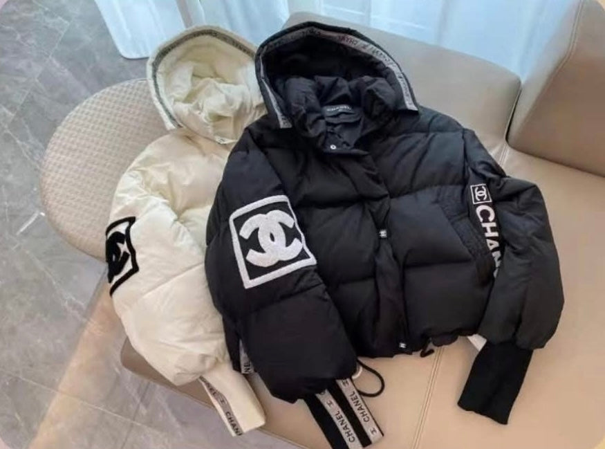 Women’s Cropped Bubble Puffer Coat – Black or Cream (Premium Winter Style)