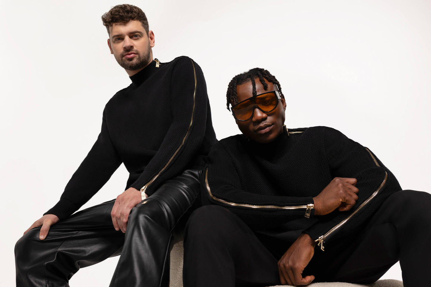 Black Luxe Zipped Turtleneck Sweater