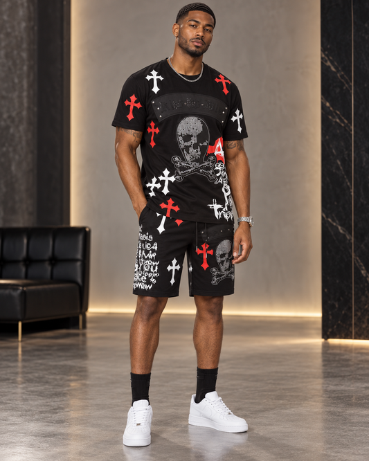 Men’s Chrome Cross Graphic T-Shirt & Shorts Set