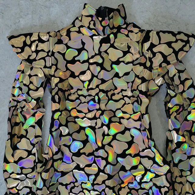 Galaxy Armor Holographic Mini Dress