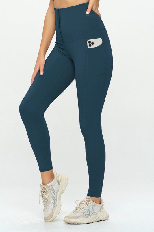 Soft Body Shaping Leggings with Pockets - Rose In Concrete 🥀