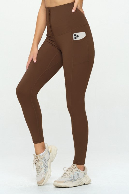 Soft Body Shaping Leggings with Pockets - Rose In Concrete 🥀