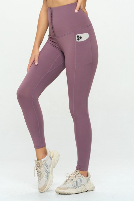 Soft Body Shaping Leggings with Pockets - Rose In Concrete 🥀