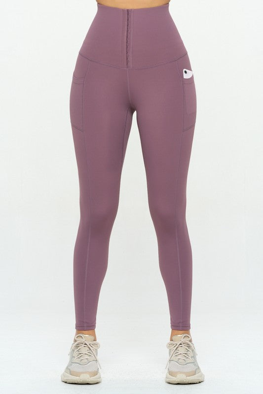 Soft Body Shaping Leggings with Pockets - Rose In Concrete 🥀