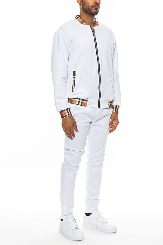 Checkered Plaid Waist Band Track Set - Rose In Concrete 🥀