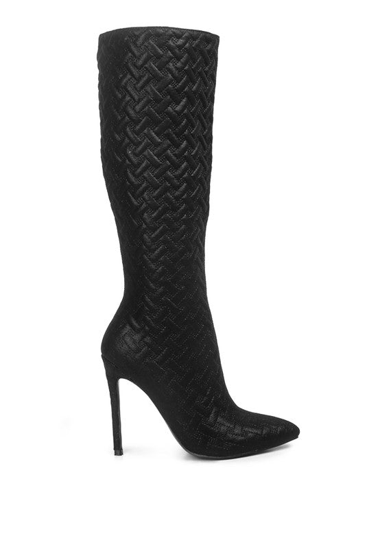 Tinkles Quilted High Heeled Calf Boots - Rose In Concrete 🥀