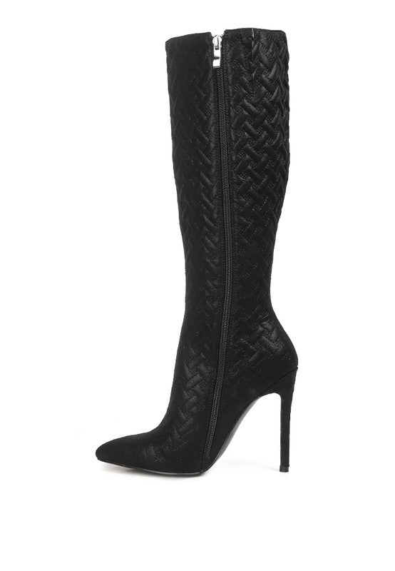 Tinkles Quilted High Heeled Calf Boots - Rose In Concrete 🥀