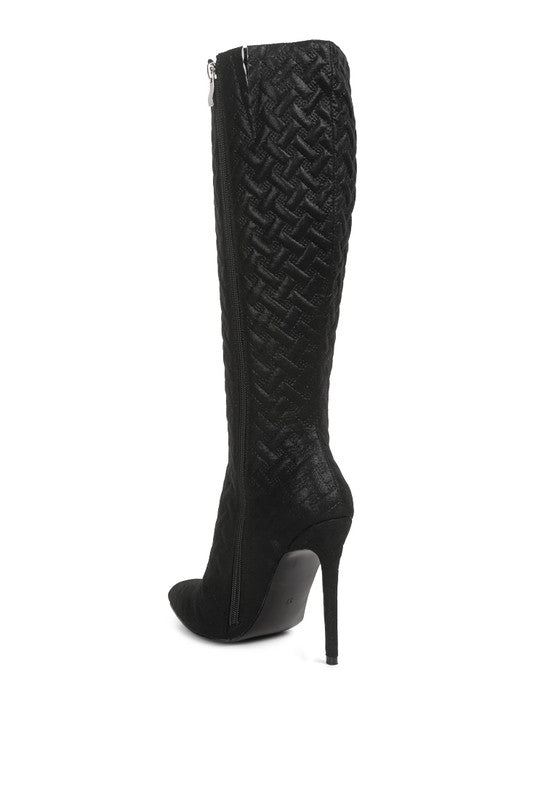 Tinkles Quilted High Heeled Calf Boots - Rose In Concrete 🥀