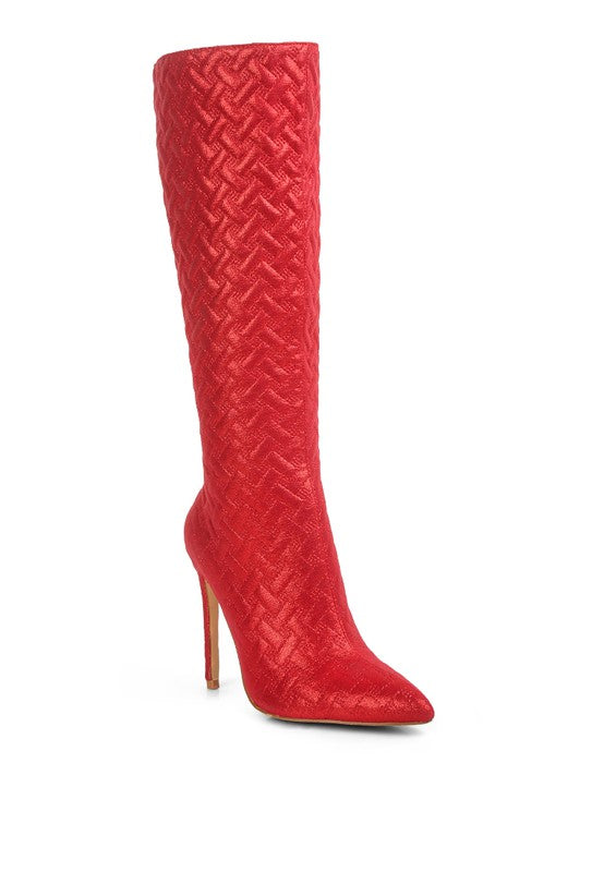 Tinkles Quilted High Heeled Calf Boots - Rose In Concrete 🥀