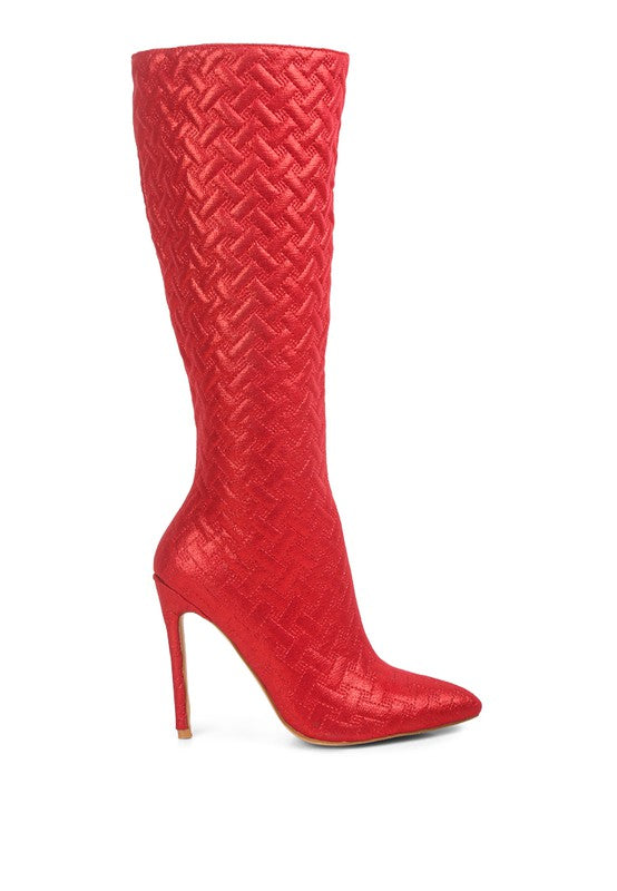 Tinkles Quilted High Heeled Calf Boots - Rose In Concrete 🥀