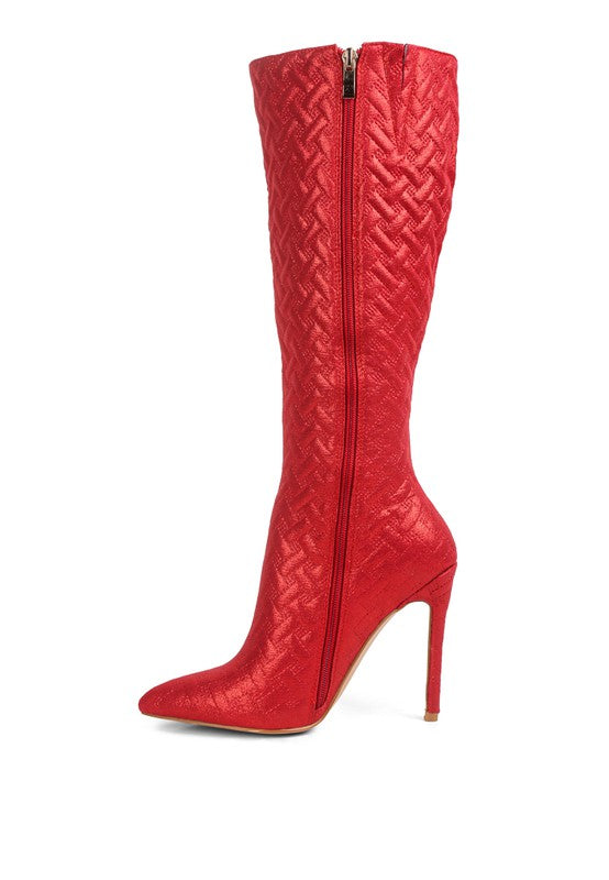 Tinkles Quilted High Heeled Calf Boots - Rose In Concrete 🥀