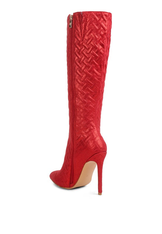 Tinkles Quilted High Heeled Calf Boots - Rose In Concrete 🥀