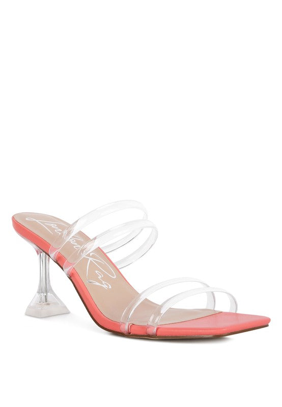Diamond Clear Spool Heeled Sandal - Rose In Concrete 🥀