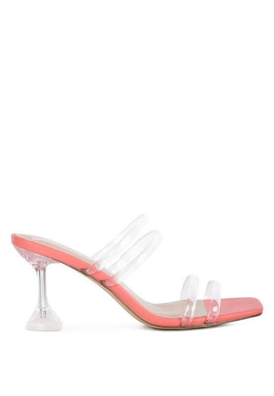 Diamond Clear Spool Heeled Sandal - Rose In Concrete 🥀