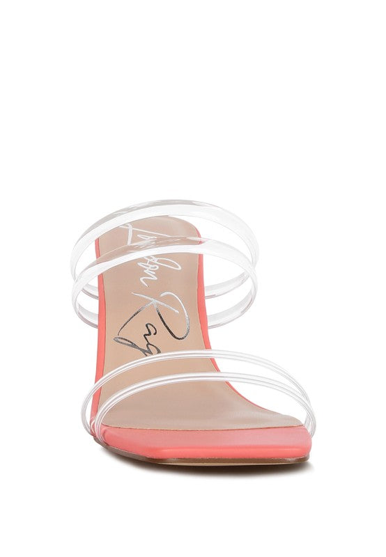 Diamond Clear Spool Heeled Sandal - Rose In Concrete 🥀