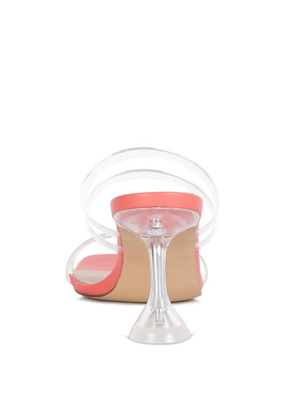 Diamond Clear Spool Heeled Sandal - Rose In Concrete 🥀