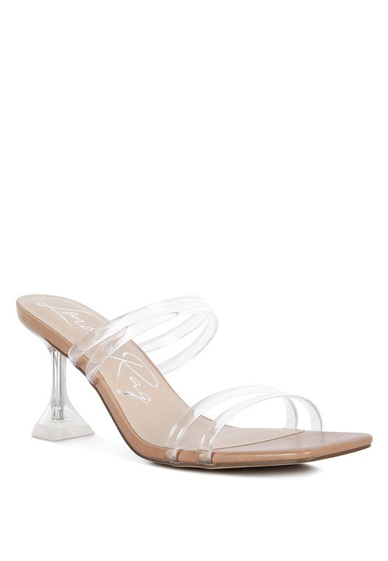 Diamond Clear Spool Heeled Sandal - Rose In Concrete 🥀