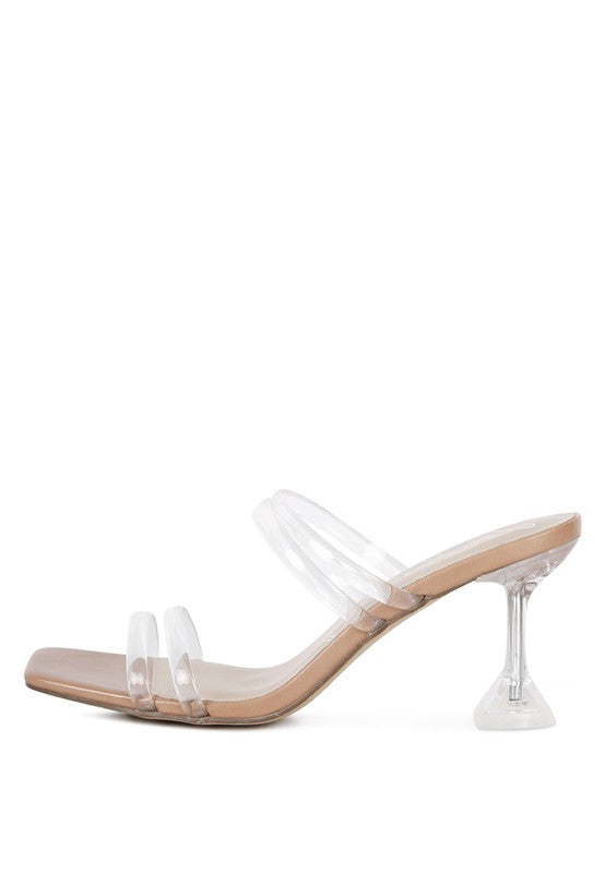 Diamond Clear Spool Heeled Sandal - Rose In Concrete 🥀