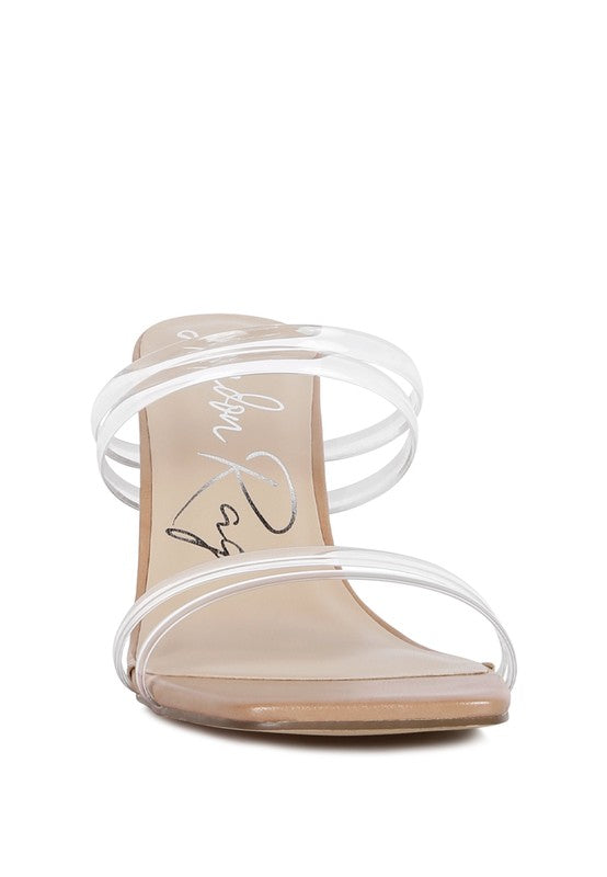 Diamond Clear Spool Heeled Sandal - Rose In Concrete 🥀