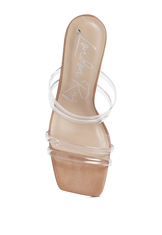 Diamond Clear Spool Heeled Sandal - Rose In Concrete 🥀