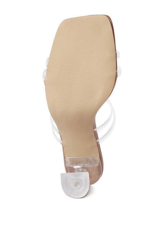 Diamond Clear Spool Heeled Sandal - Rose In Concrete 🥀