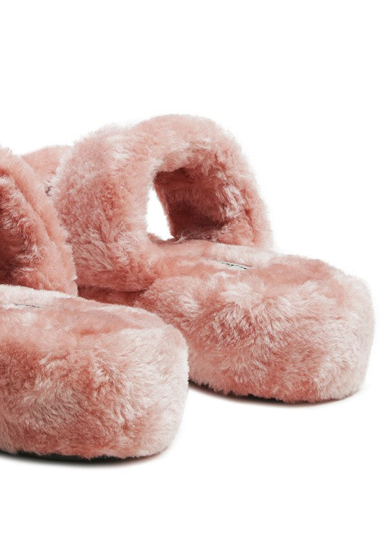 Double Strap Plush Slides - Rose In Concrete 🥀