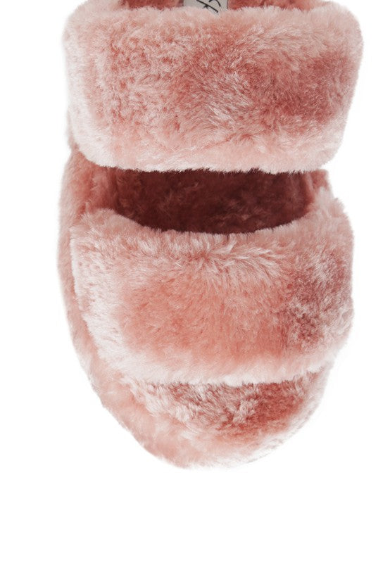 Double Strap Plush Slides - Rose In Concrete 🥀