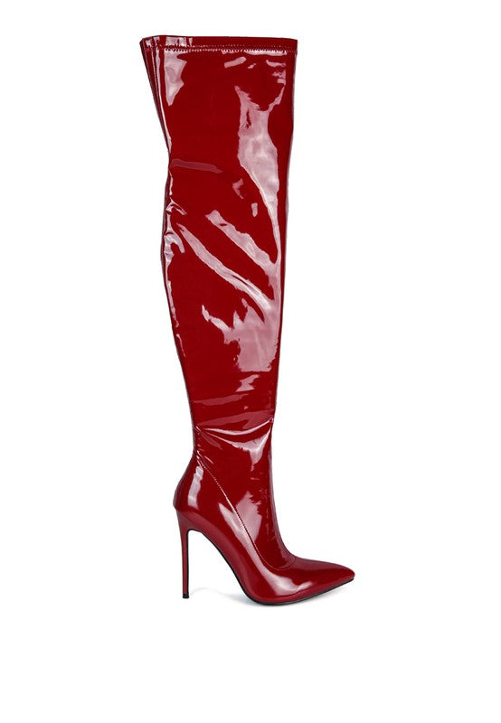 Pu Stiletto Long Boots - Rose In Concrete 🥀