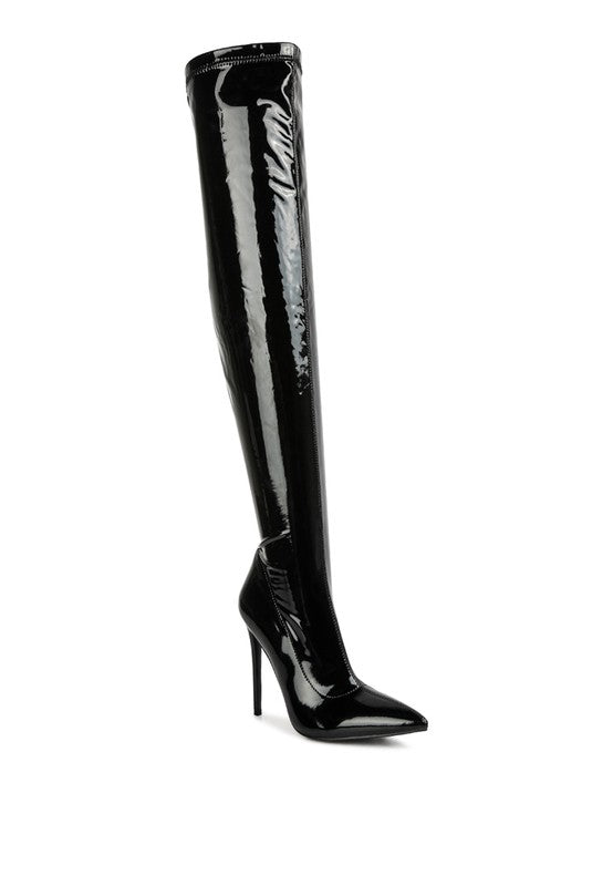 Pu Stiletto Long Boots - Rose In Concrete 🥀