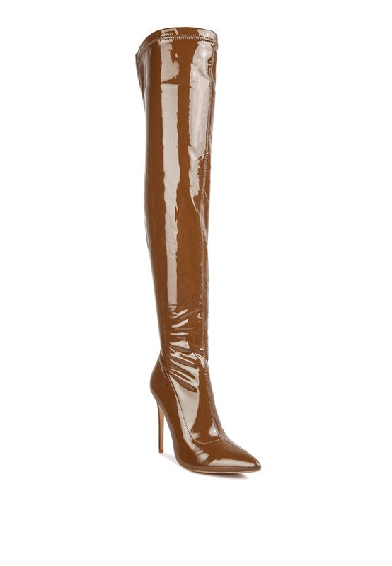 Pu Stiletto Long Boots - Rose In Concrete 🥀