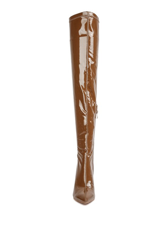 Pu Stiletto Long Boots - Rose In Concrete 🥀