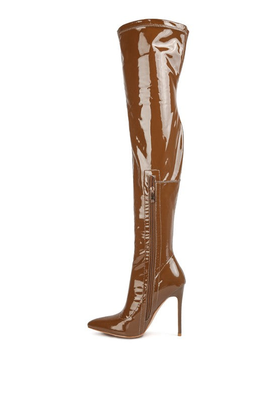 Pu Stiletto Long Boots - Rose In Concrete 🥀