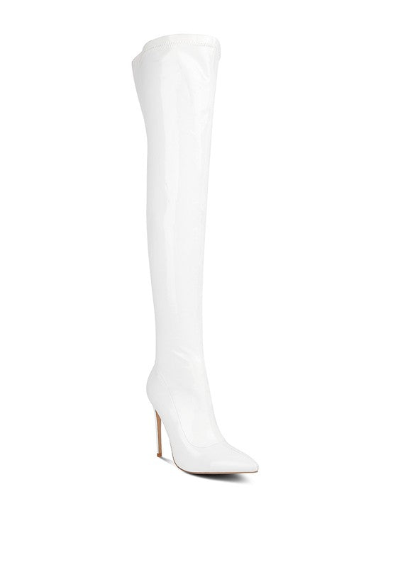 Pu Stiletto Long Boots - Rose In Concrete 🥀