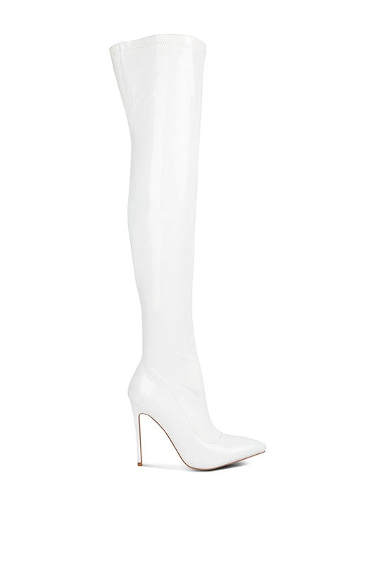 Pu Stiletto Long Boots - Rose In Concrete 🥀