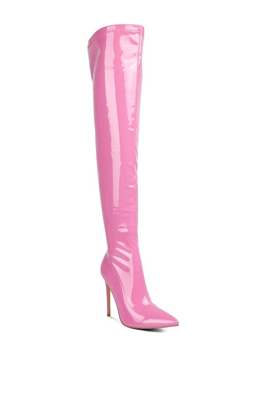 Pu Stiletto Long Boots - Rose In Concrete 🥀