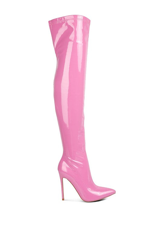 Pu Stiletto Long Boots - Rose In Concrete 🥀