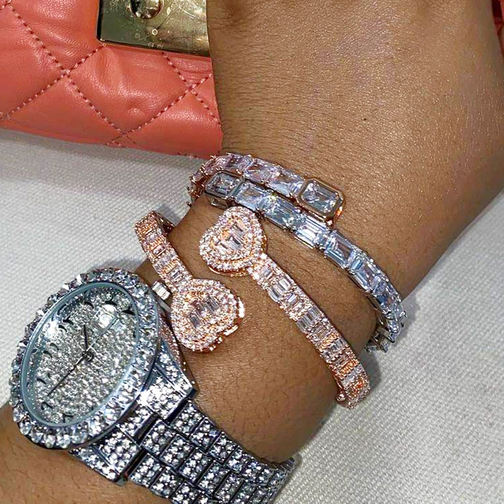 Heart Bracelet Bangle - Rose In Concrete 🥀