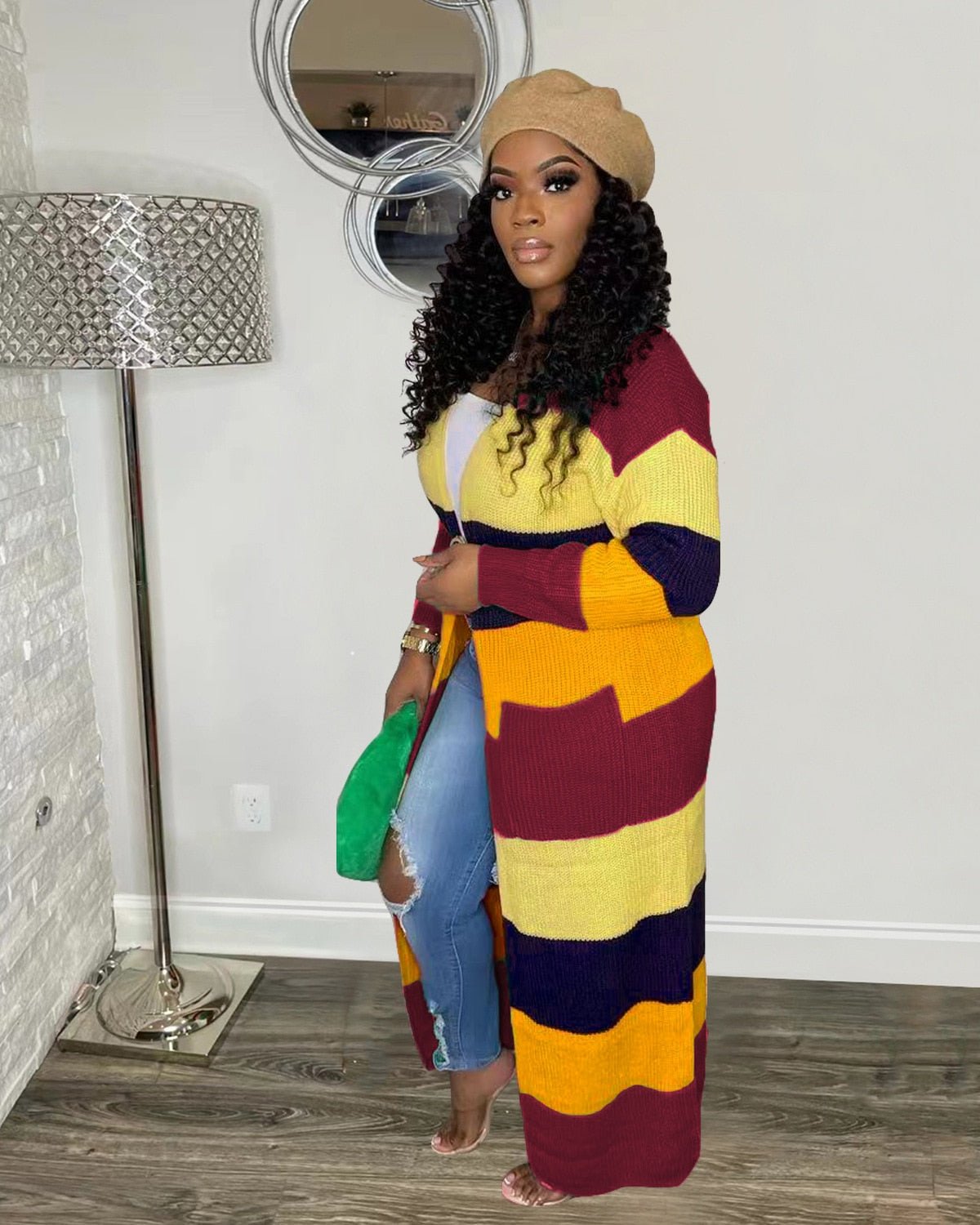 Oversized Striped Caridgan - Rose In Concrete 🥀