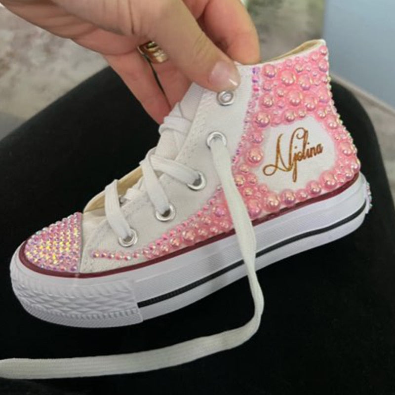 Custom Name Pearl Sneakers - Rose In Concrete 🥀