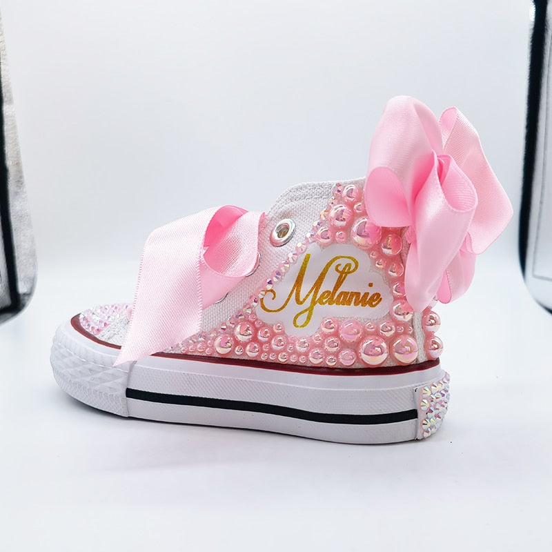 Custom Name Pearl Sneakers - Rose In Concrete 🥀