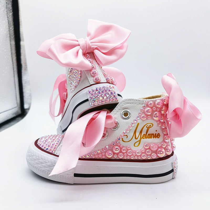 Custom Name Pearl Sneakers - Rose In Concrete 🥀