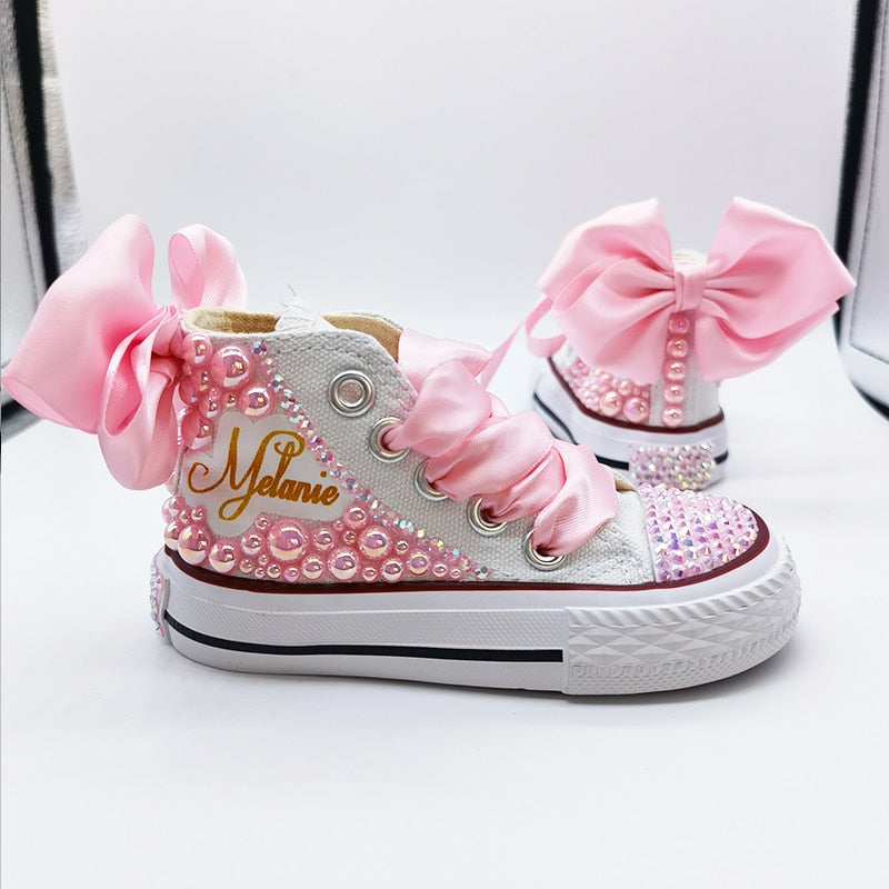 Custom Name Pearl Sneakers - Rose In Concrete 🥀