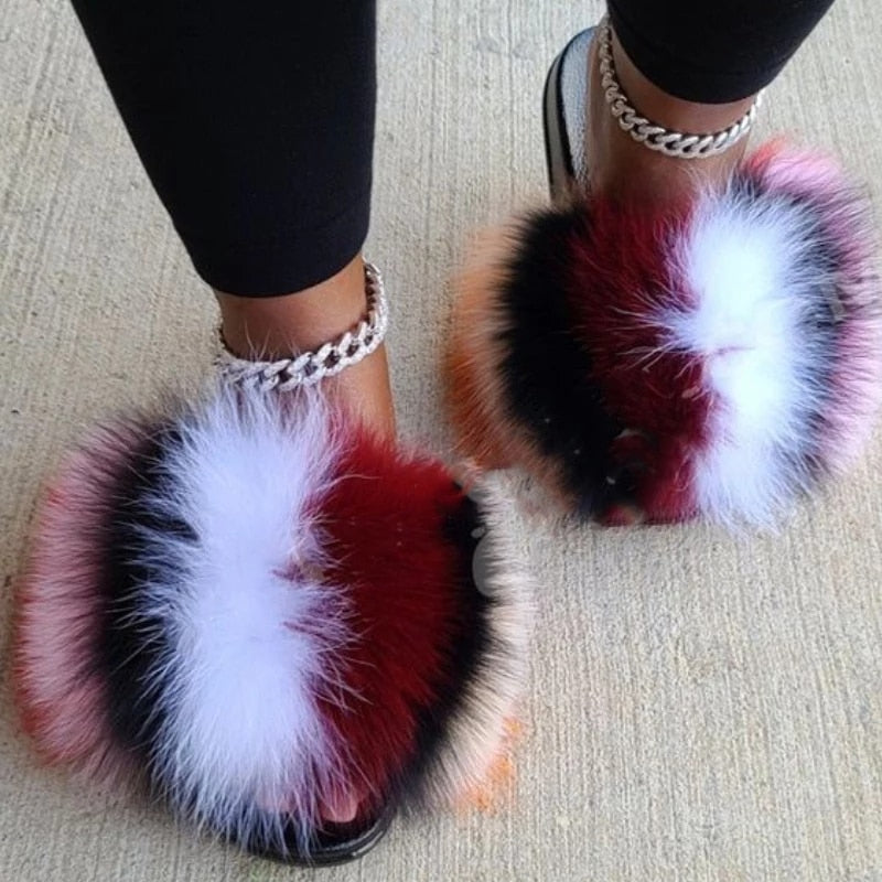 Collection 3: Fluffy Fur Slides - Rose In Concrete 🥀