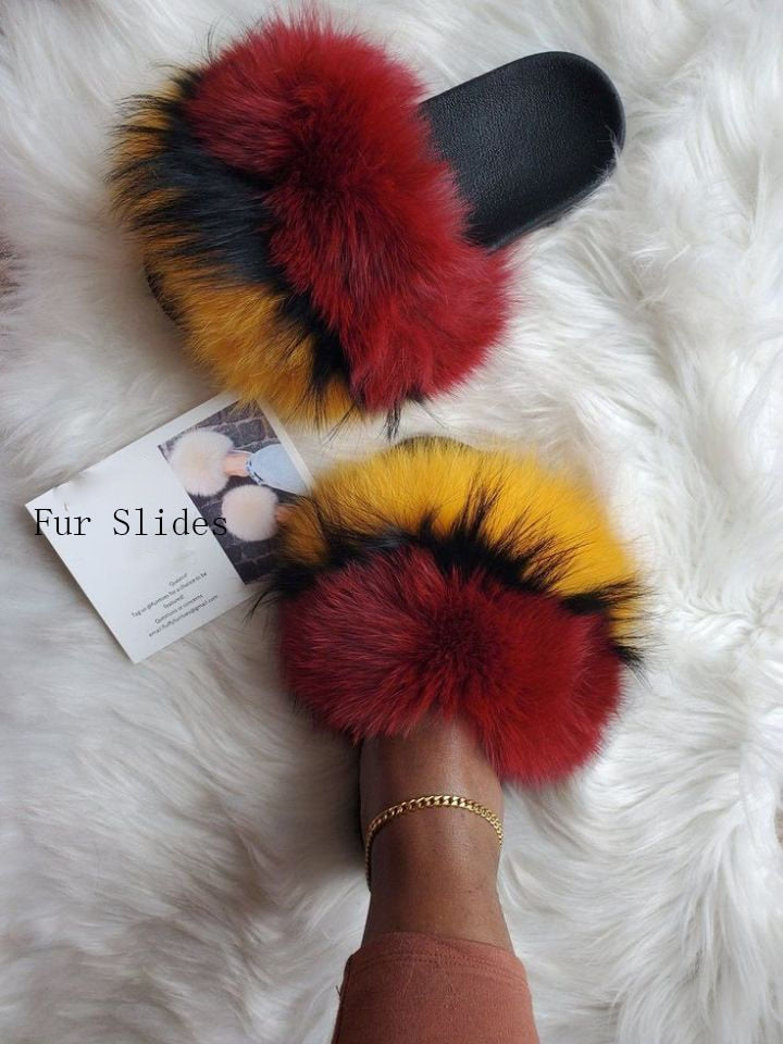 Collection 3: Fluffy Fur Slides - Rose In Concrete 🥀