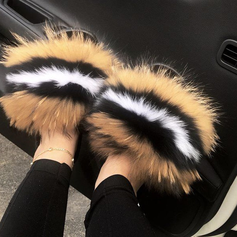 Collection 3: Fluffy Fur Slides - Rose In Concrete 🥀