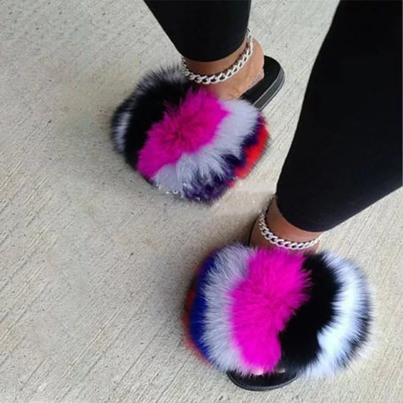Collection 2: Fluffy Fur Slides - Rose In Concrete 🥀