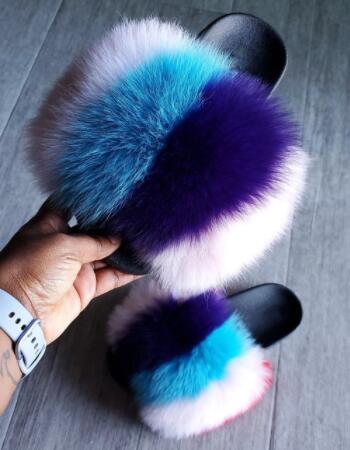 Collection 2: Fluffy Fur Slides - Rose In Concrete 🥀