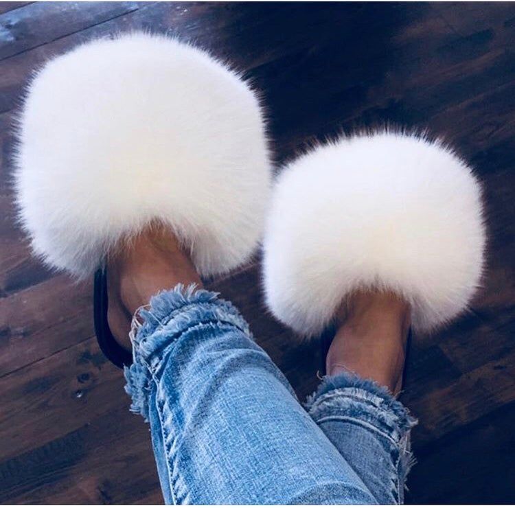 Collection 1: Fluffy Fur Slides - Rose In Concrete 🥀