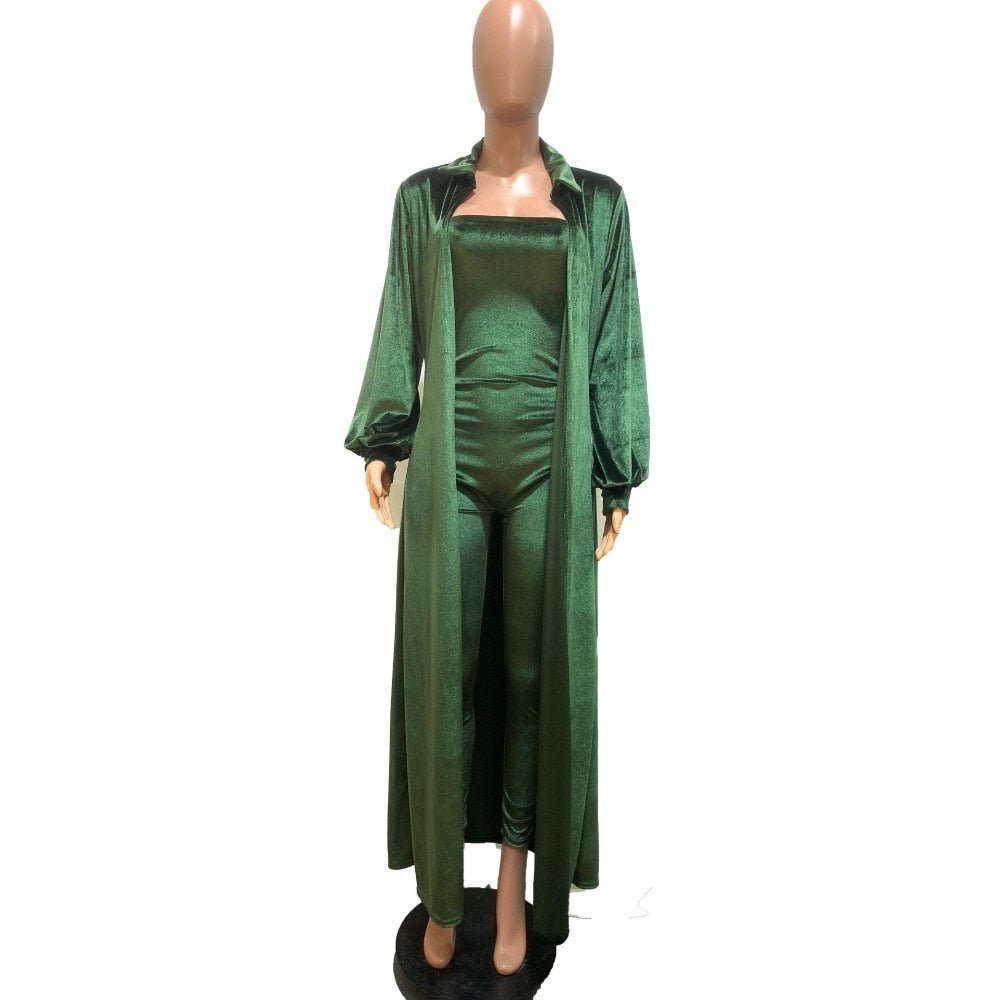 Velvet Long Sleeve Maxi Cardigan + Strapless Jumpsuit - Rose In Concrete 🥀