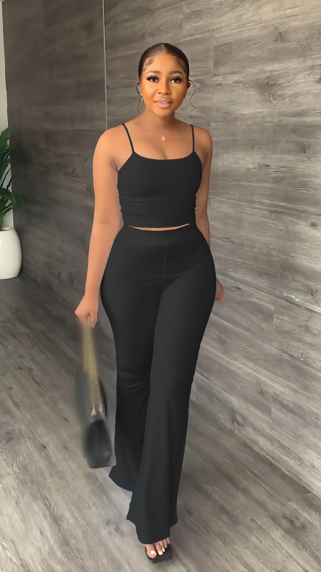 Crop Top Pants Set - Rose In Concrete 🥀